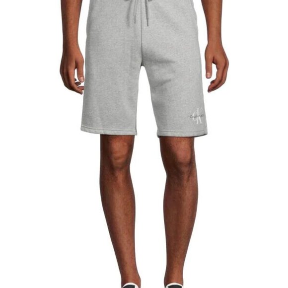 CALVIN KLEIN Monogram Standard Logo Fleece Shorts Gray SP40575943 NEW with TAGS - Picture 1 of 2